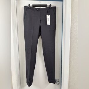 NWT Exbit Mens Gray Dress Pants Flat Front Formal trousers Made in Italy size 46